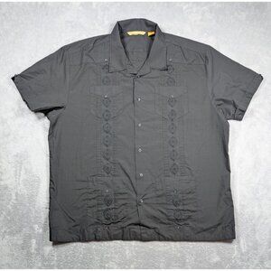 The Havanera Co Button Up Shirt Mens XXL Black Embroidered Hawaiian Vacation